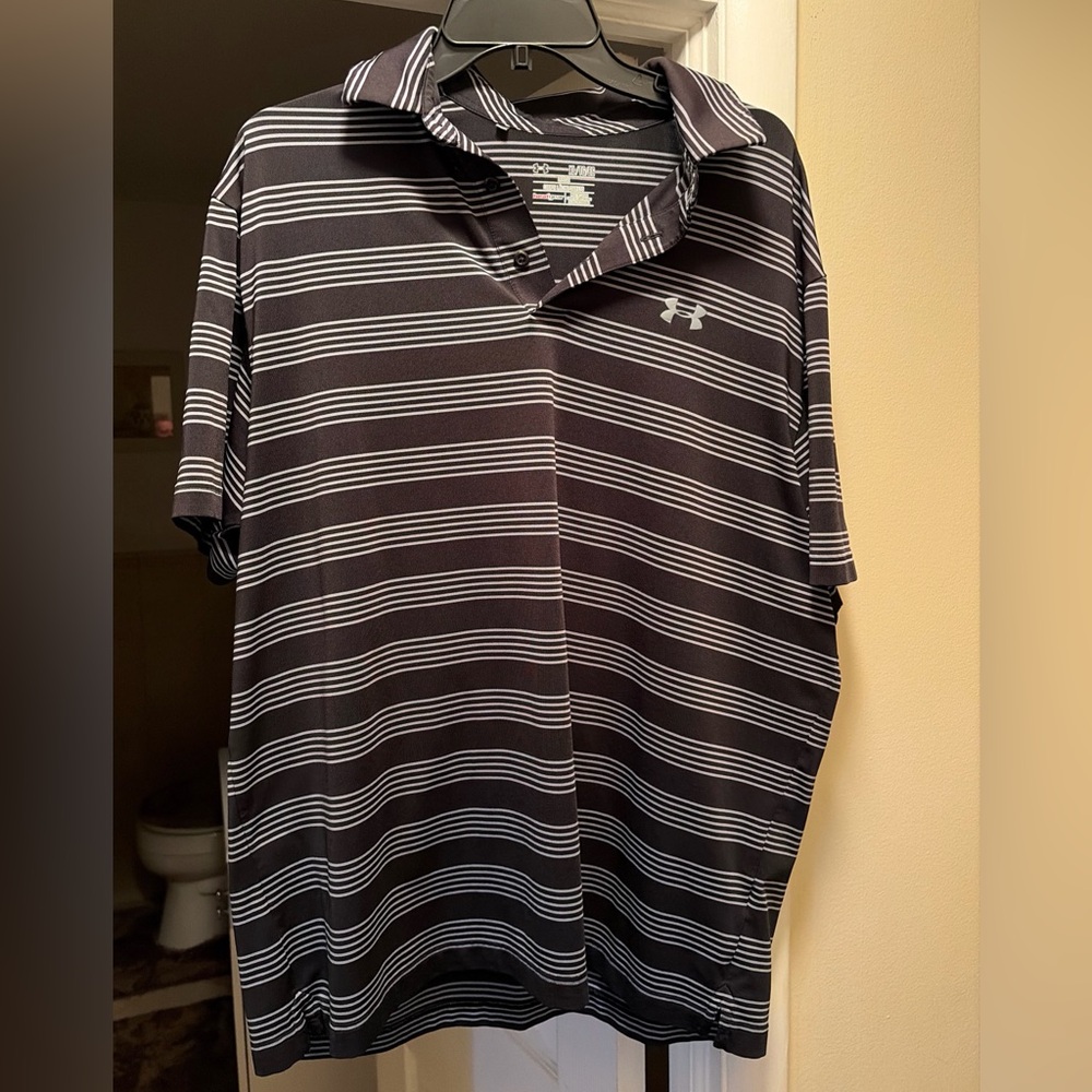 Under Armour Men's Polo with Black and White Stripes